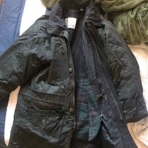 London Fog long coat jacket parka forest green